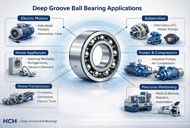 کاربردهای بلبرینگ شیار عمیق (Deep Groove Ball Bearing)